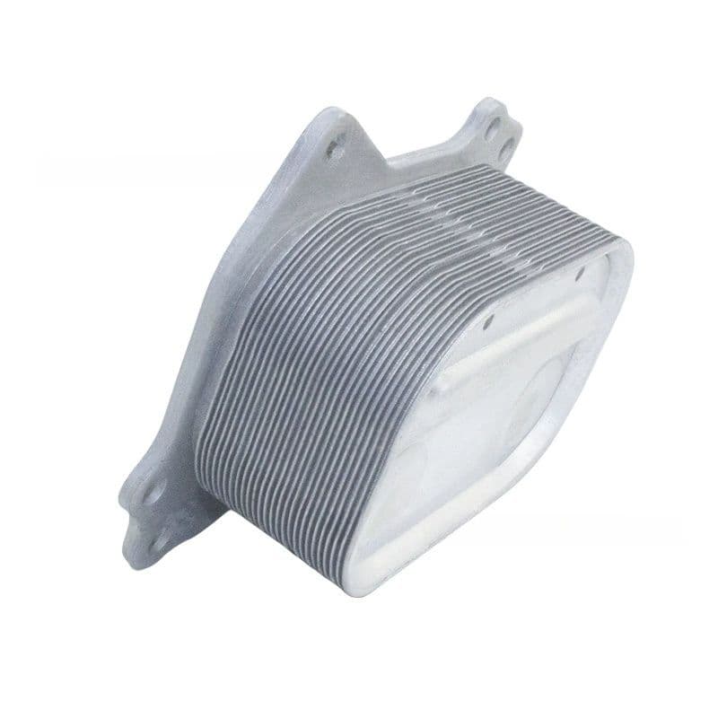 Engine oil cooler angled view