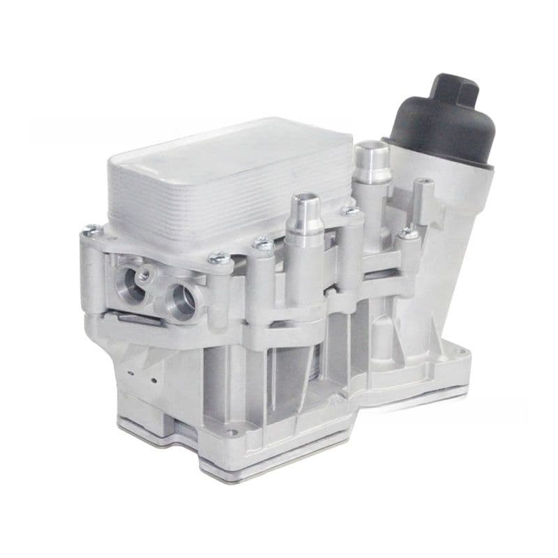 Side view of BMW oil filter housing assembly 11428507697
