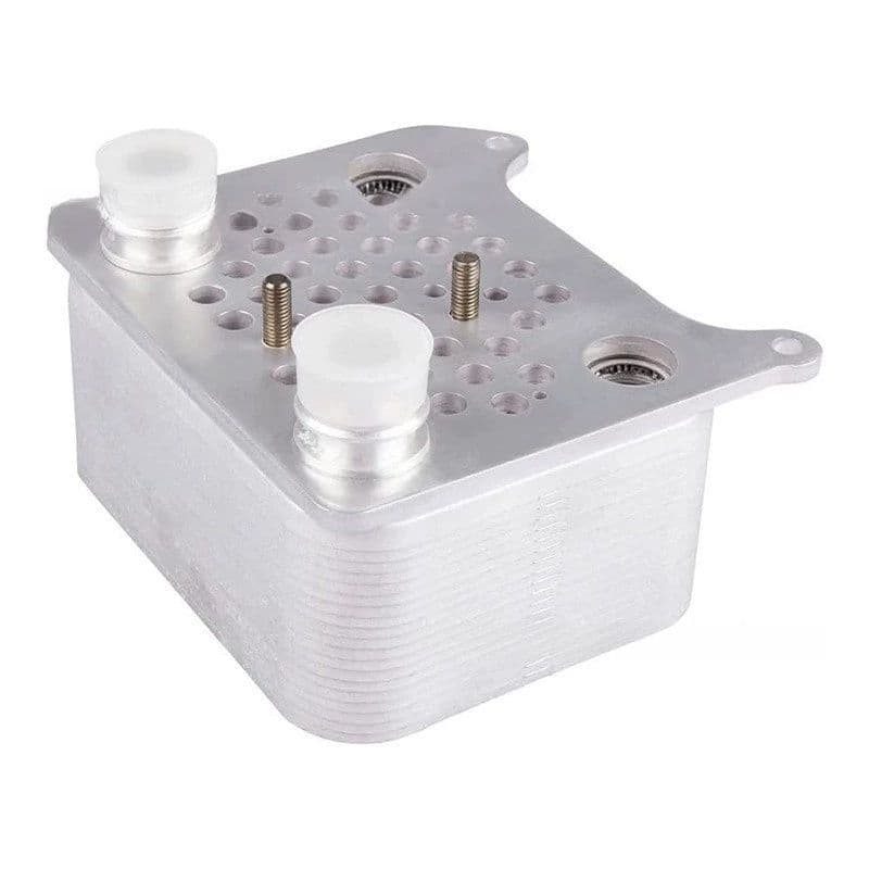 Engine oil cooler 3C3Z6A642CA angled view